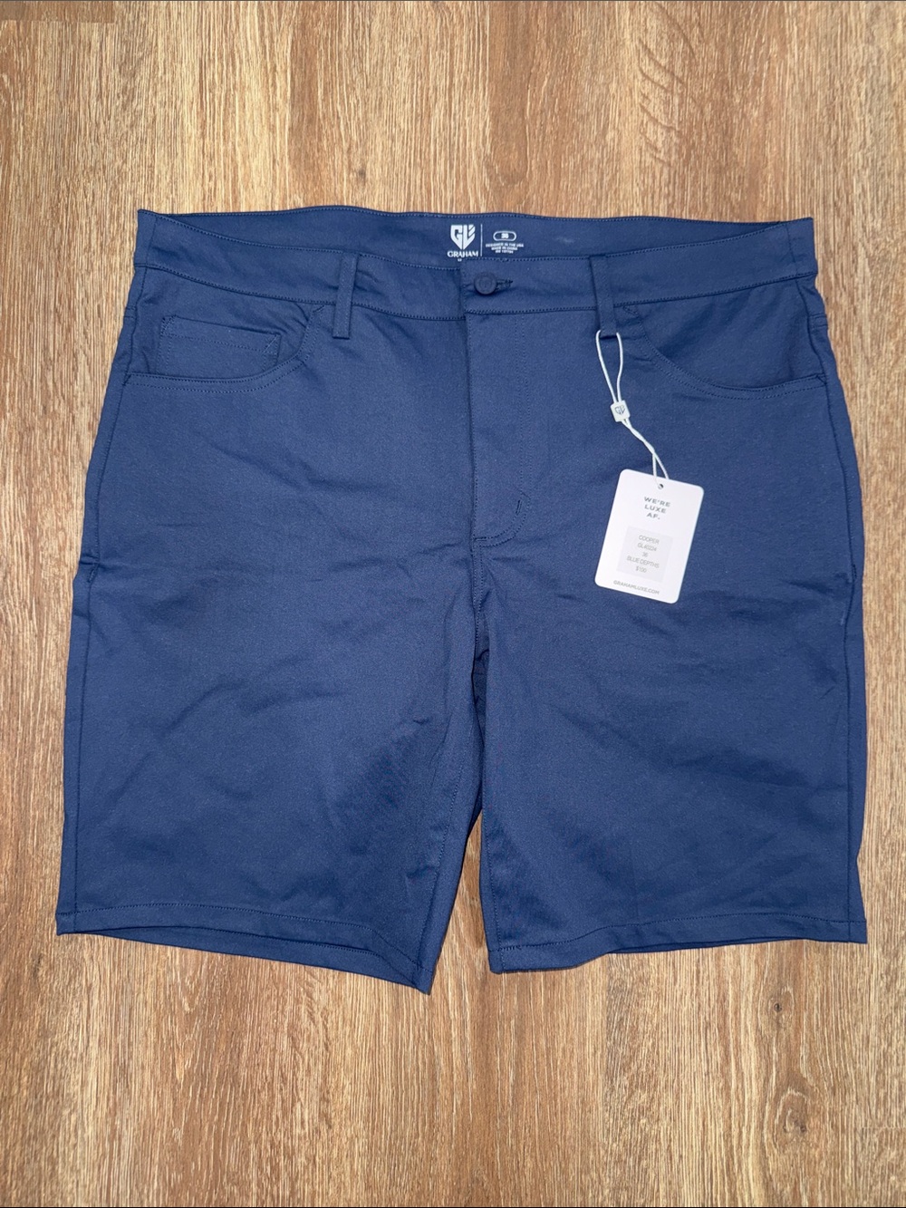 NWT- Graham Luxe Men's Navy Flat Front Performance Shorts